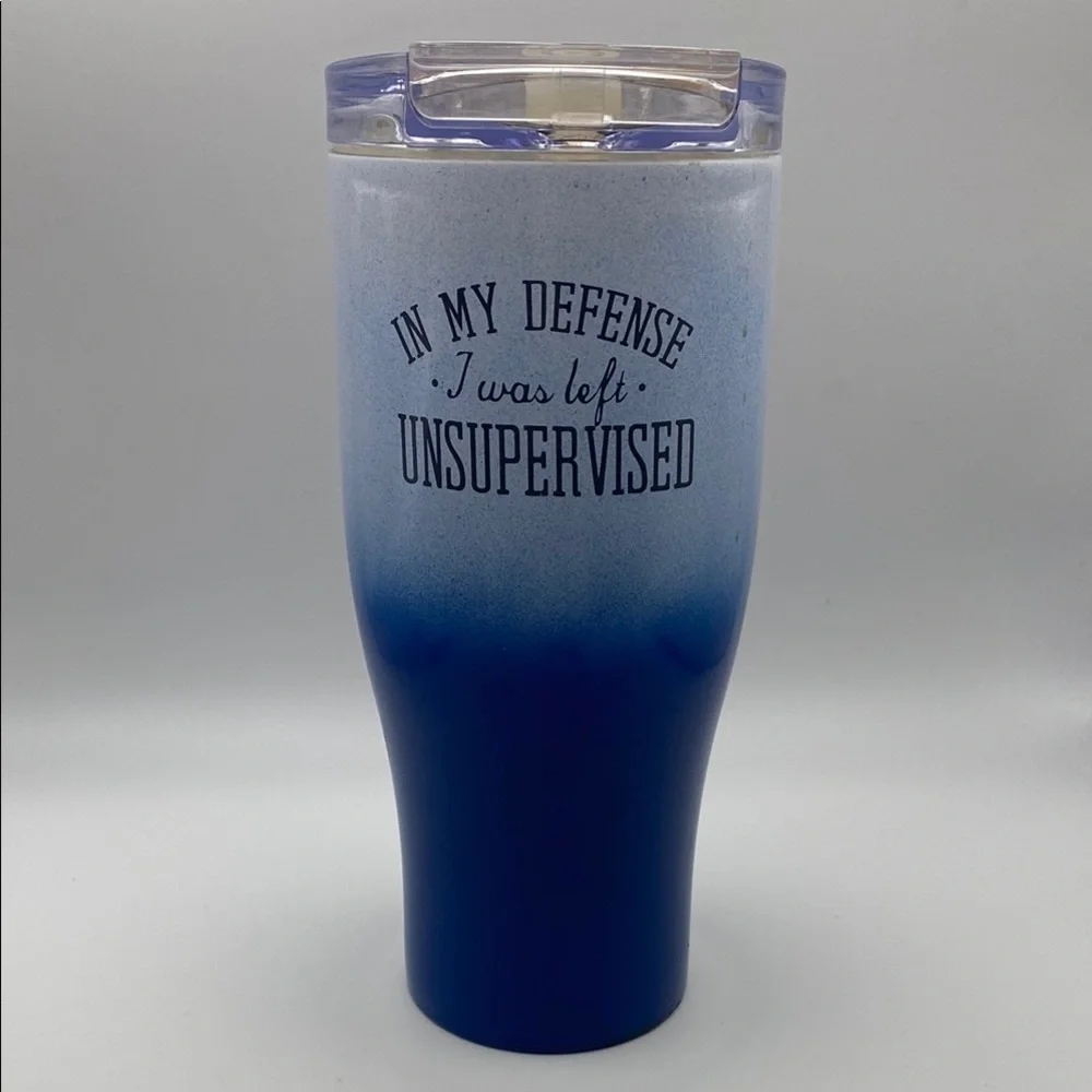 Humorous Stainless Steel Tumbler Lid “In My Defense I Was Left Unattended”